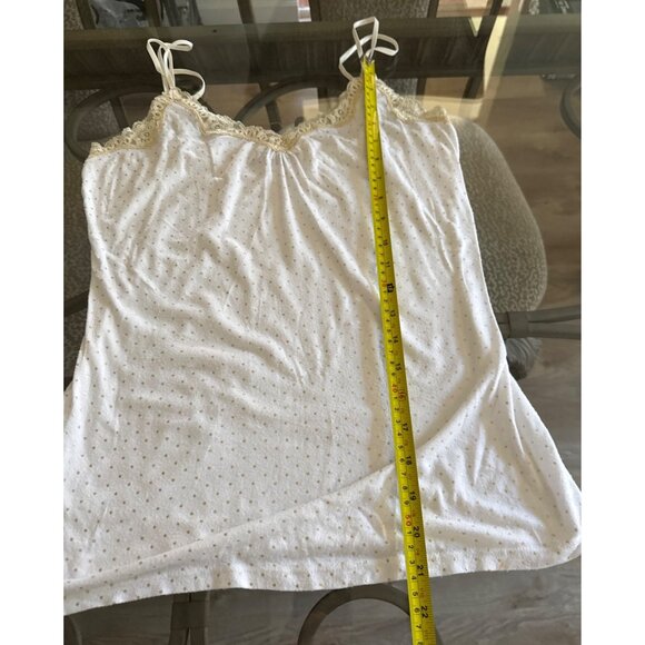 Express White Polka Dot Lace-Trim Spaghetti Strap Camisole Top Womens M - Picture 6 of 6